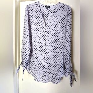 Jones New York 👚 Lavender Black Dot Ladies Blouse Size L EUC $19